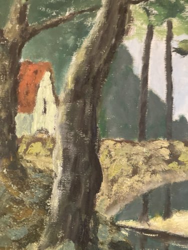 Peinture 1950 Pont Huile Toile Post Impressionnisme Impressionniste Art