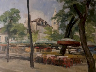 Peinture 1950 Ville Huile Toile Impressionnisme Impressionniste Art Ancien