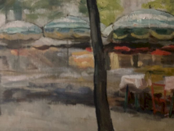 Peinture 1950 Ville Huile Toile Impressionnisme Impressionniste Art Ancien