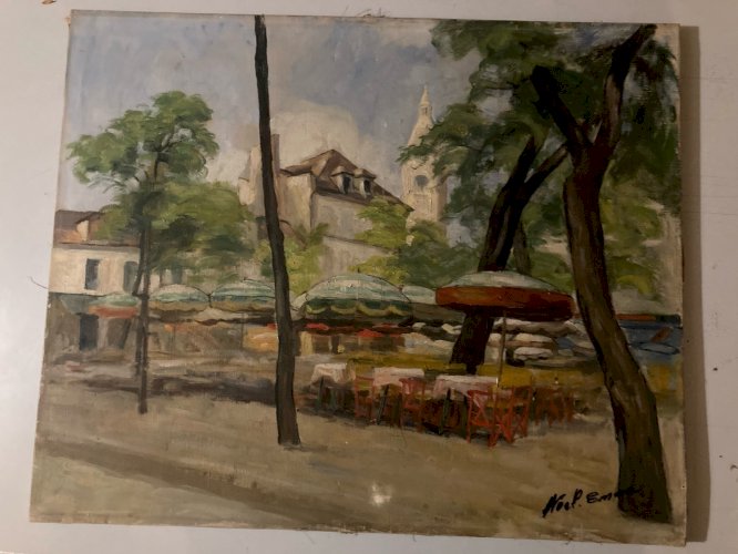 Peinture 1950 Ville Huile Toile Impressionnisme Impressionniste Art Ancien