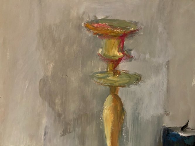 Peinture 1960 Gouache Papier Cubiste Post Cubisme Nature Morte Chandelier