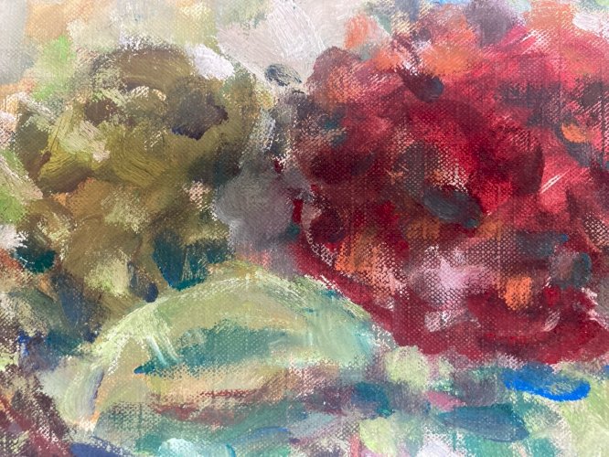 Peinture 1960 Huile Sur Papier Bouquet Fleur Fleurs À Identifier Art Vase