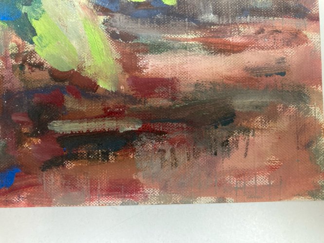 Peinture 1960 Huile Sur Papier Bouquet Fleur Fleurs À Identifier Art Vase