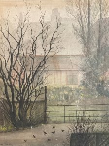 Peinture 1960 Papier Gouache Aquarelle Agnès Bradley Brouillard Angleterre