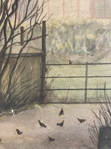 Peinture 1960 Papier Gouache Aquarelle Agnès Bradley Brouillard Angleterre