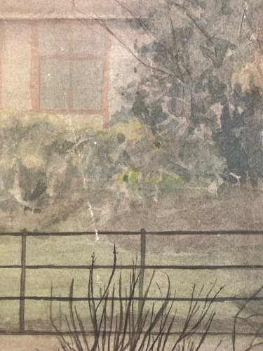 Peinture 1960 Papier Gouache Aquarelle Agnès Bradley Brouillard Angleterre