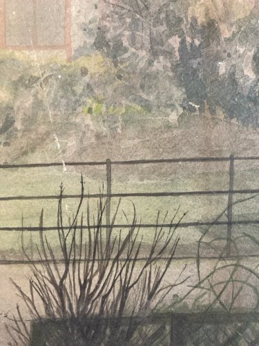 Peinture 1960 Papier Gouache Aquarelle Agnès Bradley Brouillard Angleterre