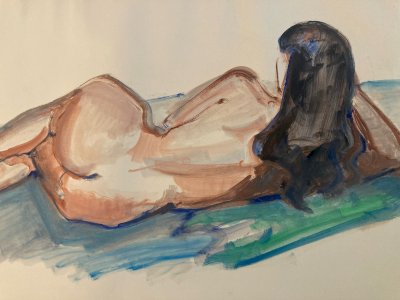 Peinture 1970 Gouache Art Corps Nu Nue Femme Erotique A Identifier