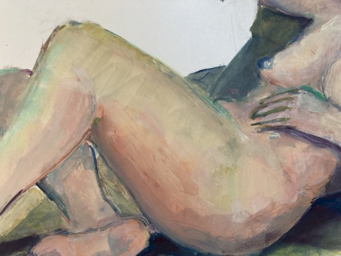 Peinture 1970 Gouache Art Corps Nu Nue Femme Erotique A Identifier