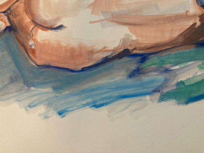 Peinture 1970 Gouache Art Corps Nu Nue Femme Erotique A Identifier