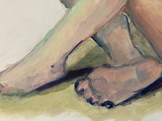 Peinture 1970 Gouache Art Corps Nu Nue Femme Erotique A Identifier