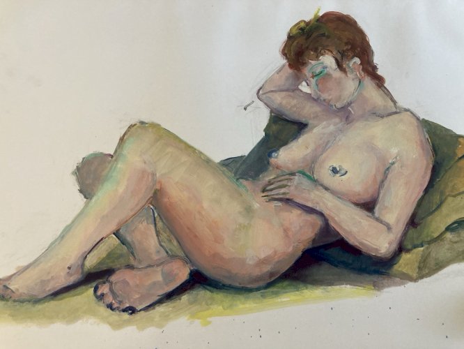 Peinture 1970 Gouache Art Corps Nu Nue Femme Erotique A Identifier