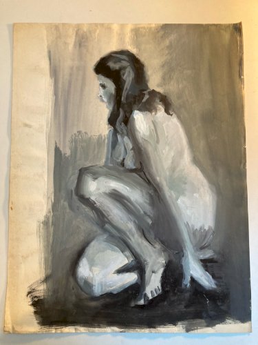 Peinture 1970 Gouache Art Corps Nu Nue Femme Erotique A Identifier