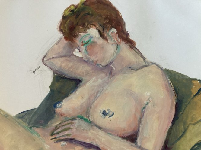 Peinture 1970 Gouache Art Corps Nu Nue Femme Erotique A Identifier