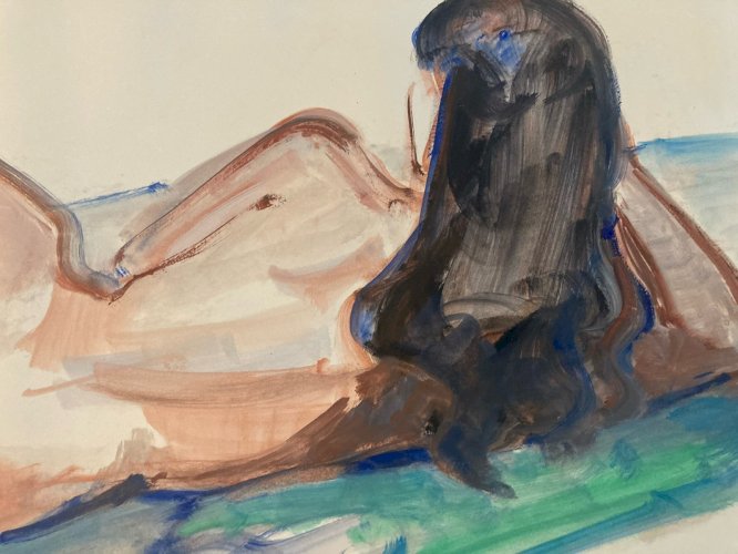 Peinture 1970 Gouache Art Corps Nu Nue Femme Erotique A Identifier