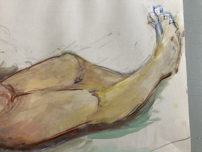 Peinture 1970 Gouache Corps Nu Nue Femme Erotique A Identifier Art