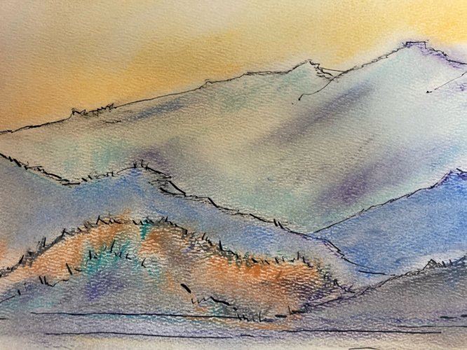 Peinture 1970 Papier Gouache Nevada État Unis À Identifier Amérique Wagrez US