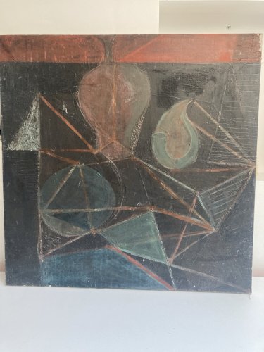 Peinture 1971 Huile Toile Vanité Art Abstrait Antoine AGRA Abstraction