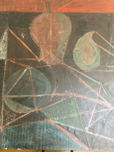 Peinture 1971 Huile Toile Vanité Art Abstrait Antoine AGRA Abstraction