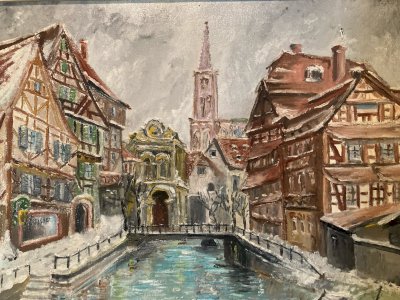 Painting 1977 Oil Canvas Post-Impressionism Strasbourg Cathedral Painting