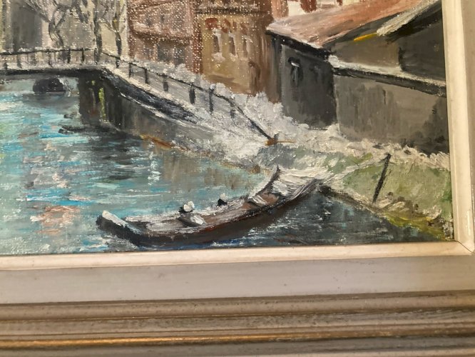 Peinture 1977 Huile Toile Post Impressionnisme Strasbourg Cathédrale  Painting