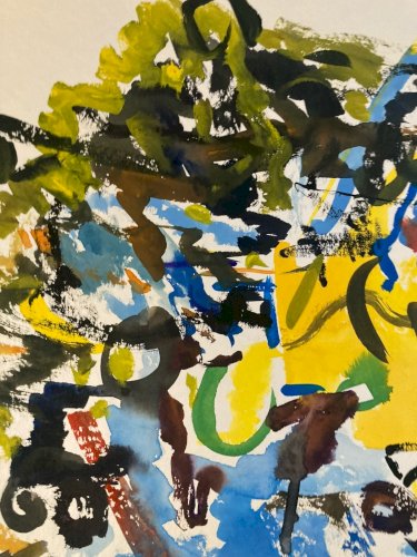 Peinture 1980 Abstraite Art A Identifier Gouache Sur Papier Abstrait