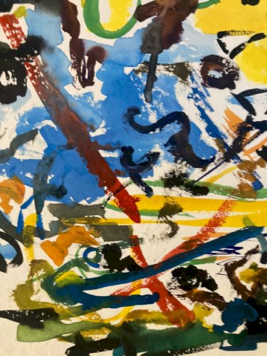 Peinture 1980 Abstraite Art A Identifier Gouache Sur Papier Abstrait