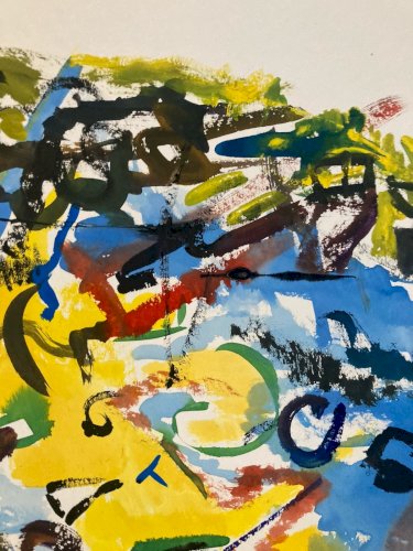 Peinture 1980 Abstraite Art A Identifier Gouache Sur Papier Abstrait