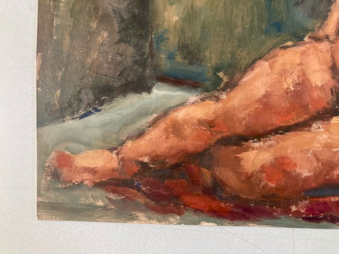 Peinture 1980 Art Femme Nue Carton Huile Expressionnisme Erotique Nu