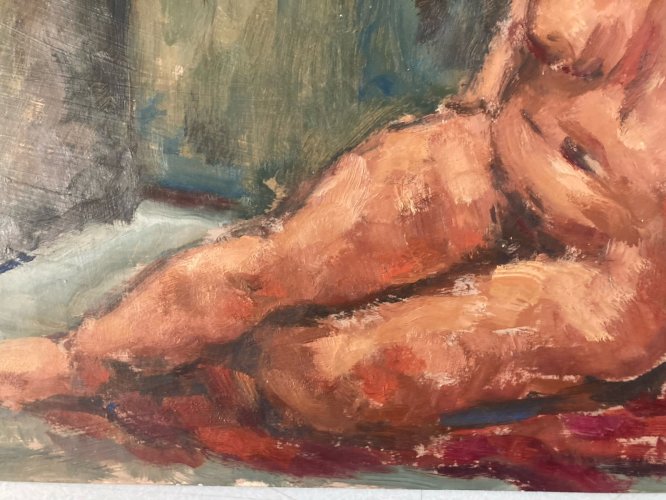 Peinture 1980 Art Femme Nue Carton Huile Expressionnisme Erotique Nu