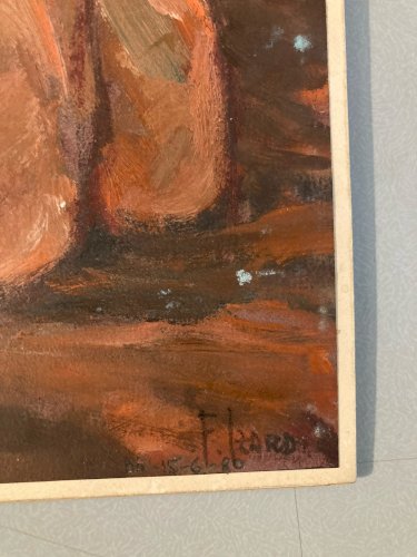 Peinture 1980 Art Femme Nue Carton Huile Expressionnisme Erotisme Ancien