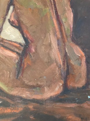 Peinture 1980 Art Femme Nue Carton Huile Expressionnisme Erotisme Ancien