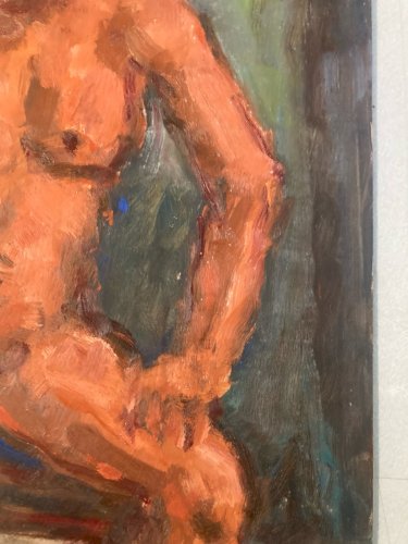 Peinture 1980 Art Femme Nue Nu  Carton Huile Expressionnisme A Identifier