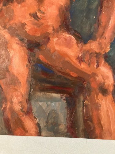 Peinture 1980 Art Femme Nue Nu  Carton Huile Expressionnisme A Identifier