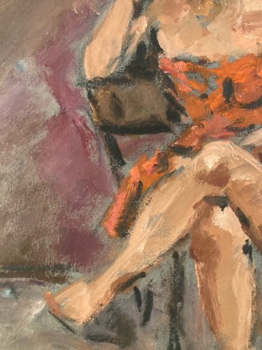 Peinture 1980 Art Femme Robe Carton Huile Expressionnisme Erotique