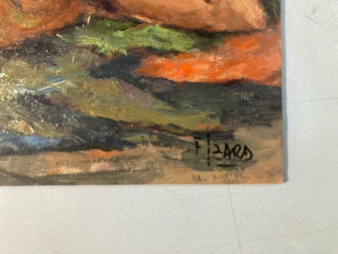 Peinture 1980 Femme Nue Nu  Carton Huile Expressionnisme A Identifier Art