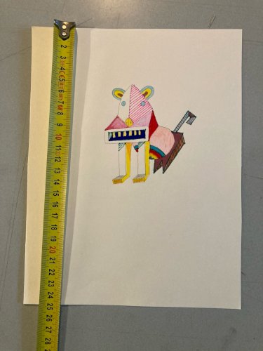 Peinture 1980 Gouache Papier Cubiste Post Cubisme Animal Art XXe Painting