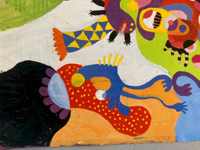 Peinture 1980 Gouache Papier Surréalisme Surréaliste Animal XXe Painting Art