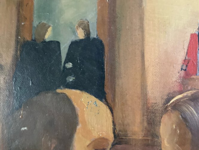 Peinture 1980 Huile Avocat Juge Carolis Tribunal Original Toulouse Painting Art