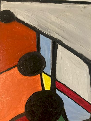 Peinture 1980 Huile Sur Toile Abstrait  Hst Abstraction A Identifier