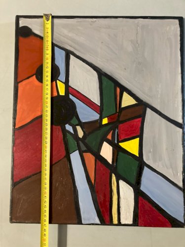 Peinture 1980 Huile Sur Toile Abstrait  Hst Abstraction A Identifier