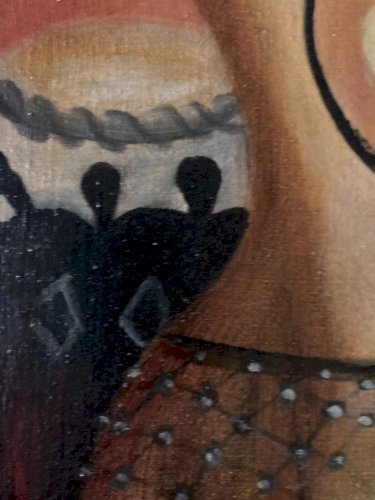 Peinture 1980 Huile Sur Toile Afrique Nati-bi Nati Bi Art Courge XXe