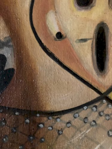 Peinture 1980 Huile Sur Toile Afrique Nati-bi Nati Bi Art Courge XXe