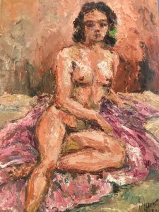 Painting 1981 Nude Woman Nude Cardboard Oil Expressionism To Identify Art