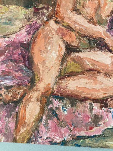 Peinture 1981 Femme Nue Nu  Carton Huile Expressionnisme A Identifier Art