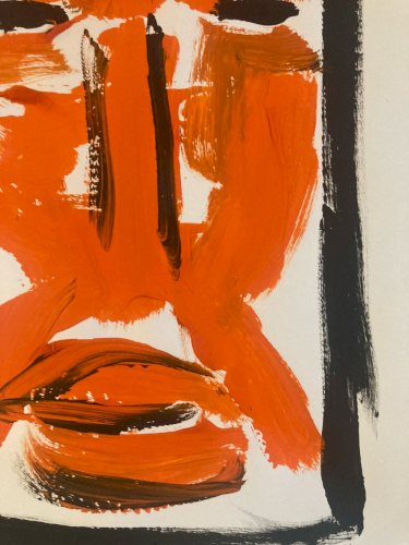 Peinture 2007 Gouache Sur Papier Série Masques Art Abstrait Henry Noël Achoquer