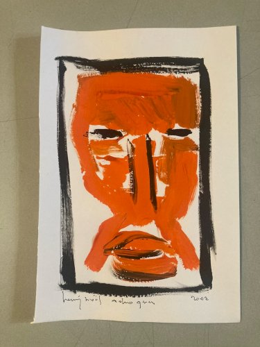 Peinture 2007 Gouache Sur Papier Série Masques Art Abstrait Henry Noël Achoquer