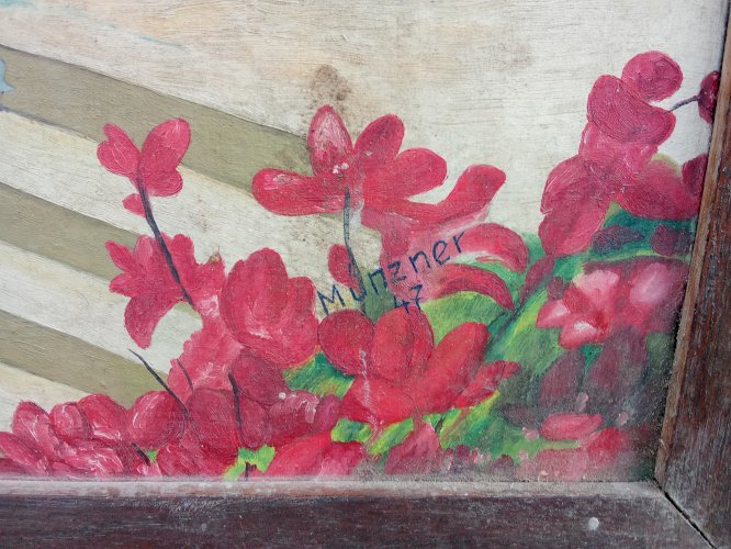 Peinture à l'huile ancienne datée de 1947