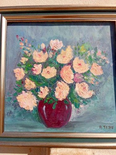 Peinture à lhuile de fleurs vintage 