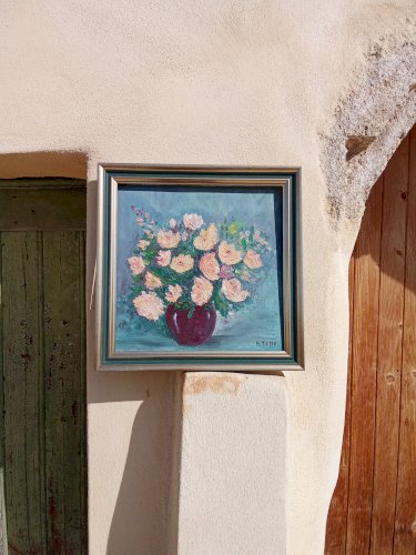 Peinture à lhuile de fleurs vintage 